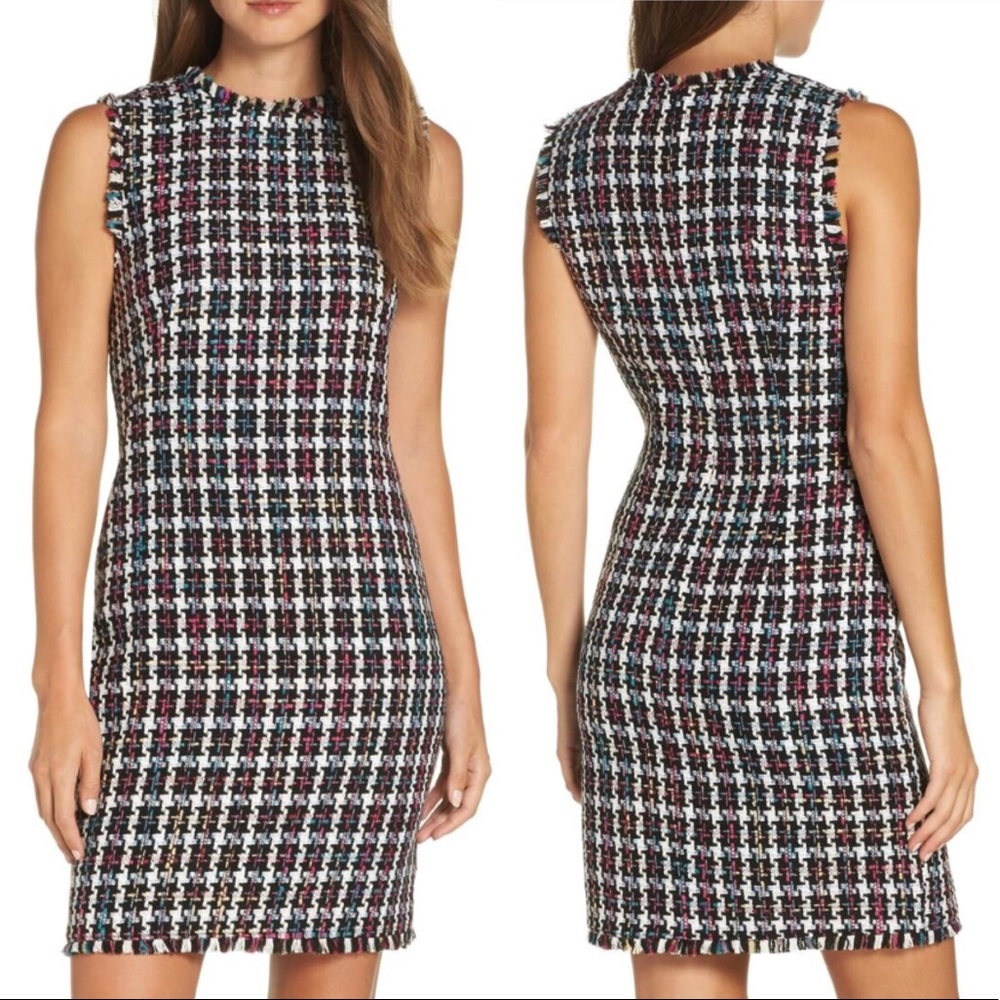 NWT Charles Henry Plaid Tweed Dress